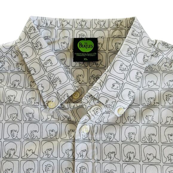 The Beatles Short Sleeve Dress Shirt Hard Day's Night White Cotton Men’s Size XL - Picture 2 of 6